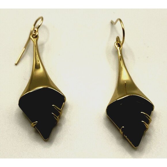 Signed Alexis Bittar  Earrings Miss Havisham Fancy Faceted Crystal Shield Drop - Picture 1 of 9